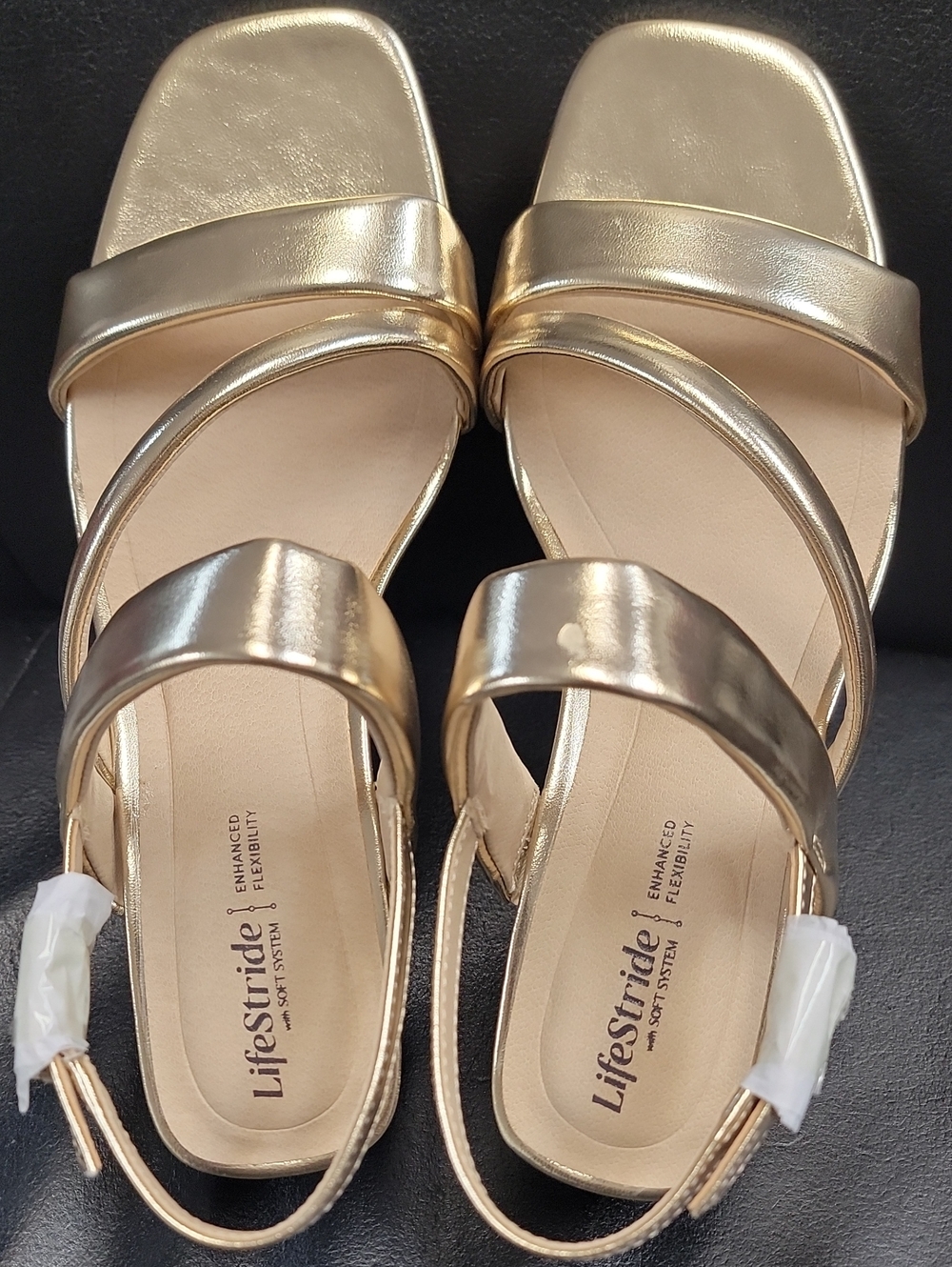 Life Stride Metallic Gold Strappy Women's Sandals
